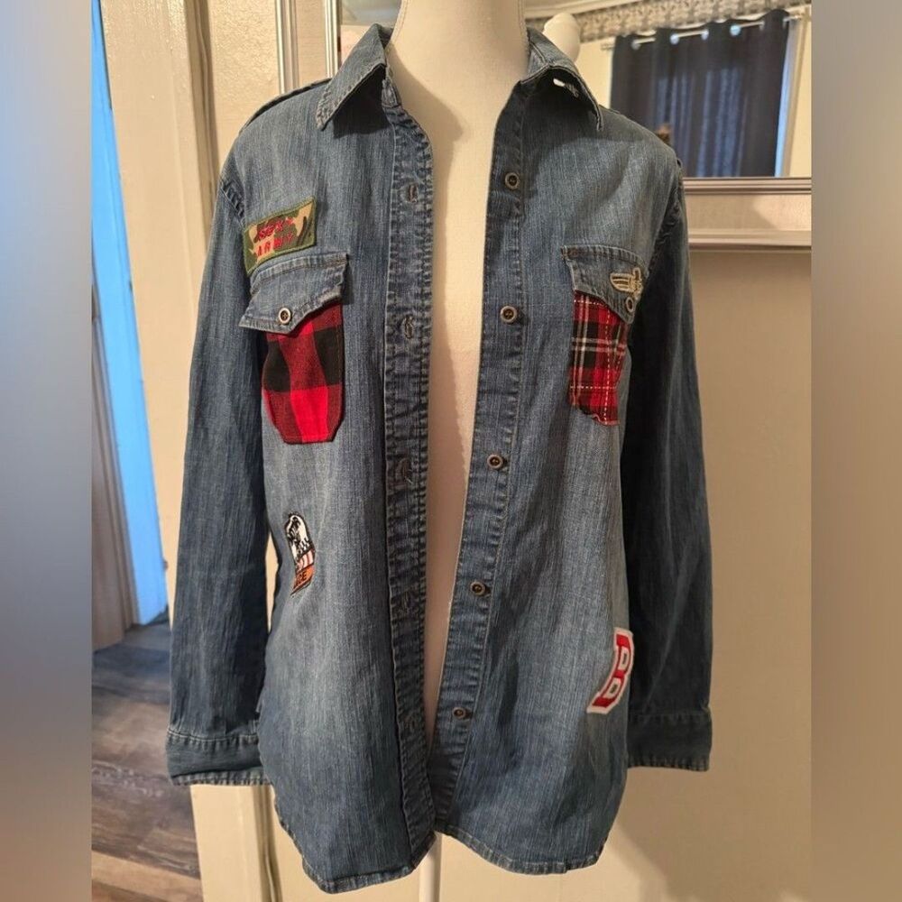 Allen B/Vtg Denim Jean Shirt sz S Long Sleeve. Motto Look. Original/Rare